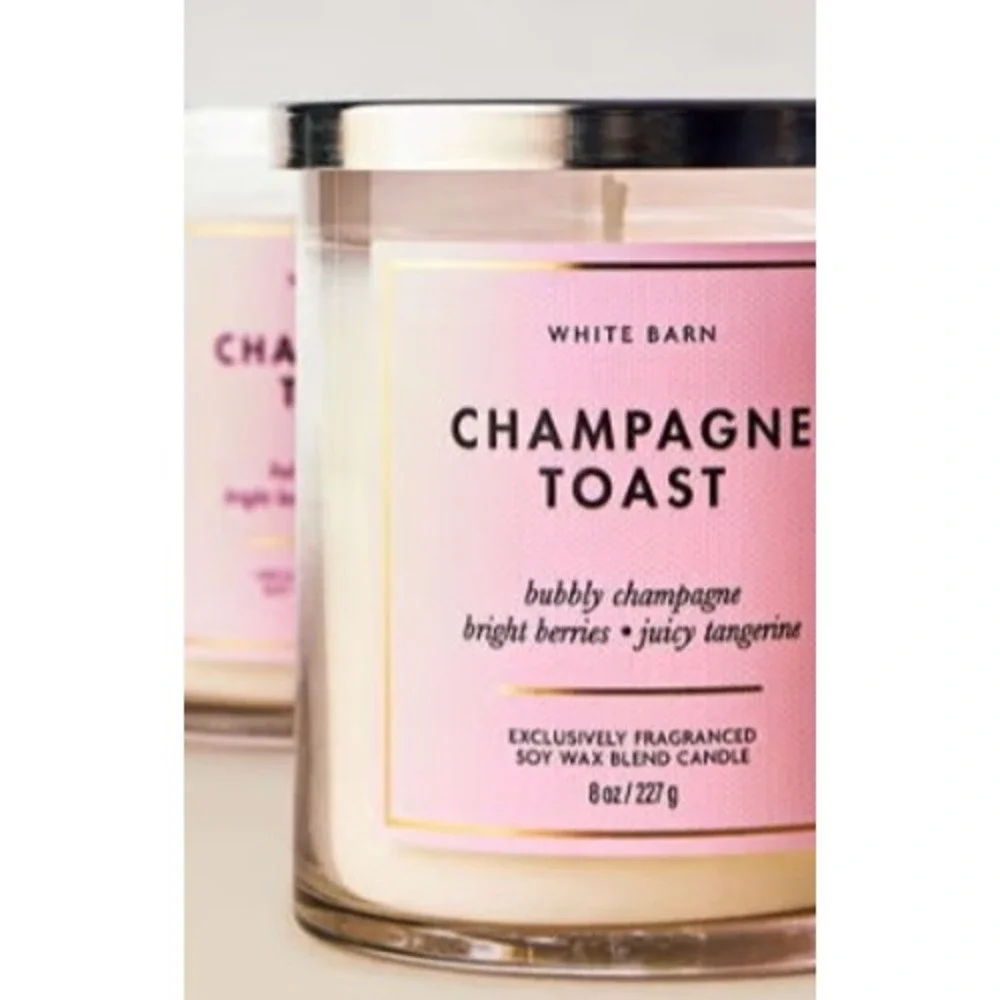White Barn Champagne Toast Single Wick Soy Wax Blend Candle 8oz 227g Pink Label - Picture 2 of 2